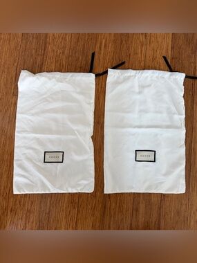 Gucci White Cotton Dust Bags, Set of 2, Drawstring Storage Pouches
